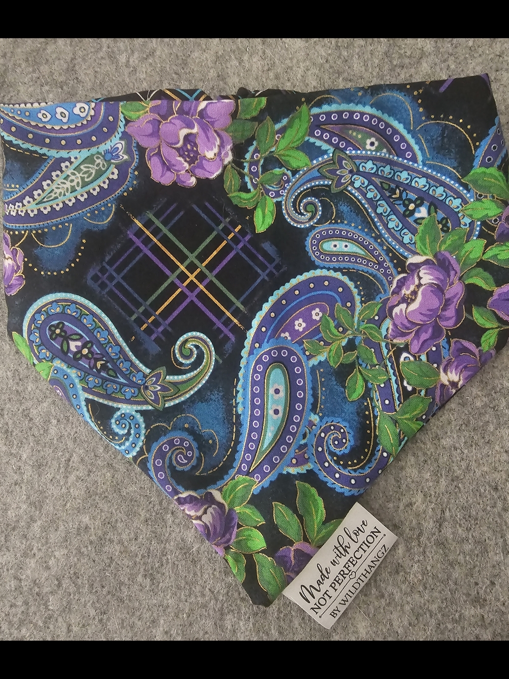 Vibrant Paisley Floral Bandana Scarf - Purple & Teal